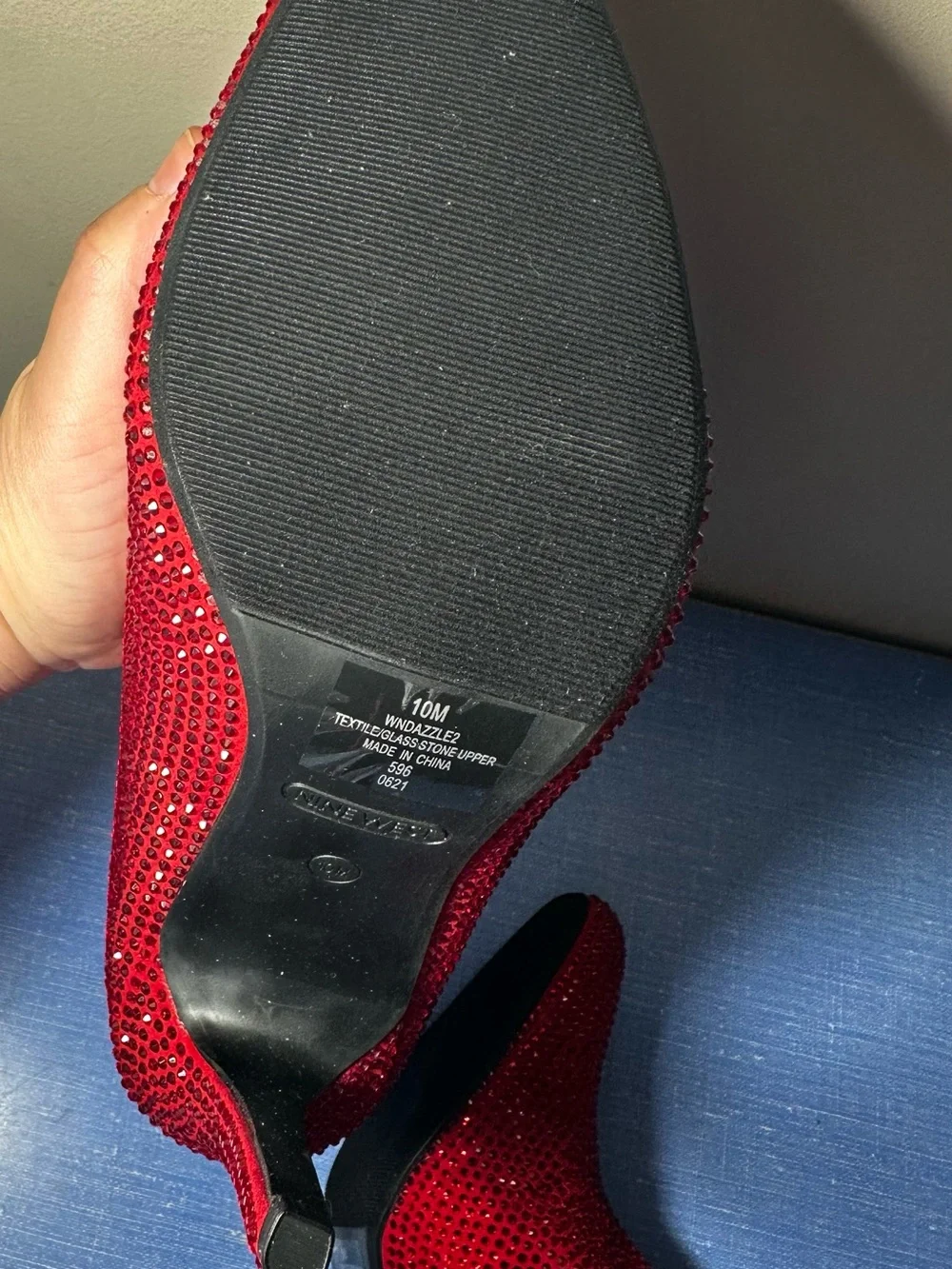 Nine West Red Crystal Slouch Stiletto Boots - Picture 9 of 12